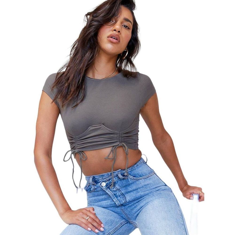 Princess Polly Khaki Stormi Top Underwire Ruching Crop Top Women's Size US 6